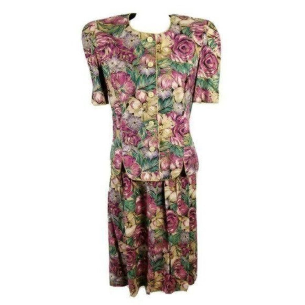 VINTAGE S.L. Fashions Floral 2 Piece Top Skirt